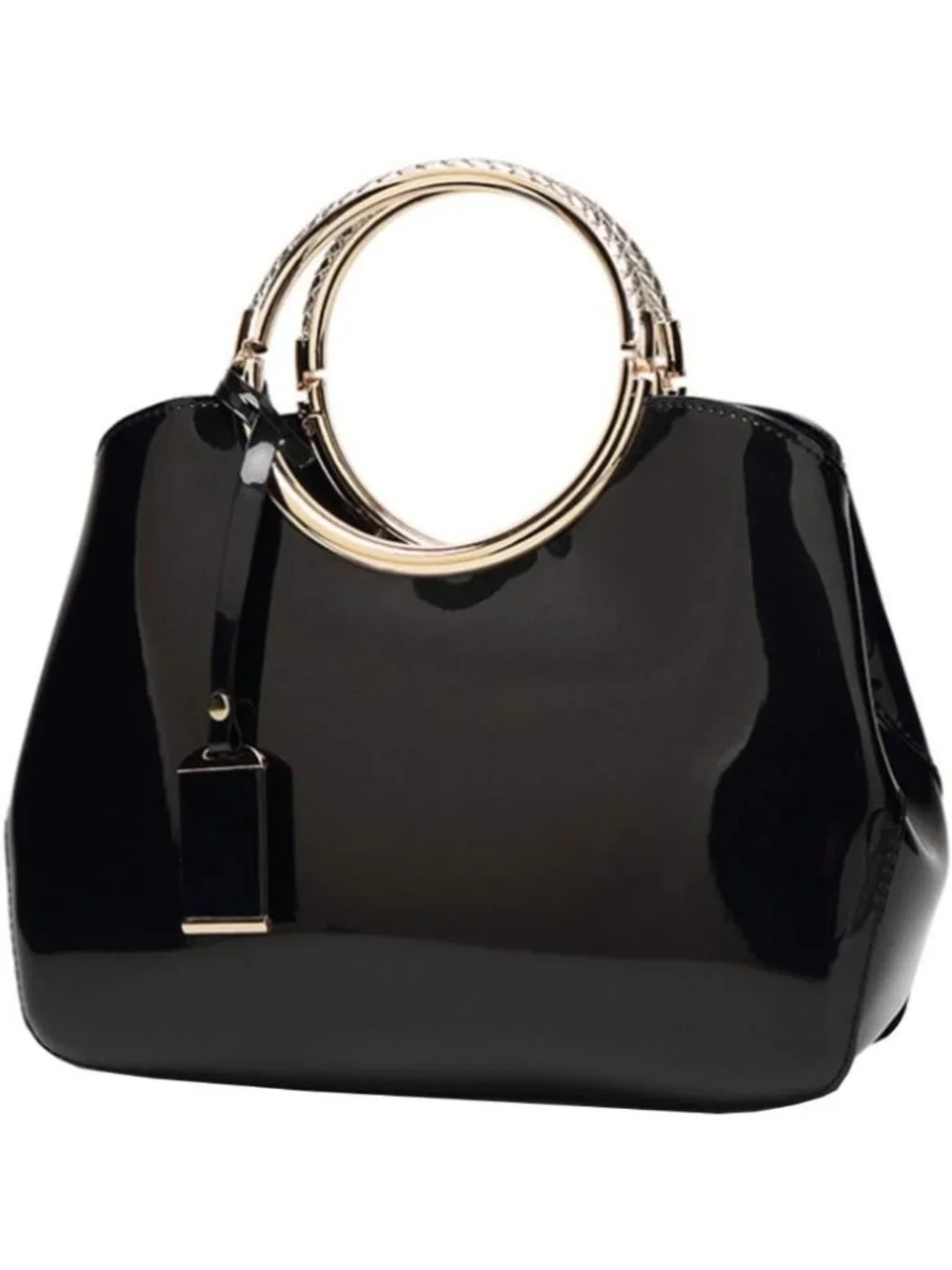 Elegant Patent Leather Tote & Satchel Handbag - Versatile Crossbody & Clutch